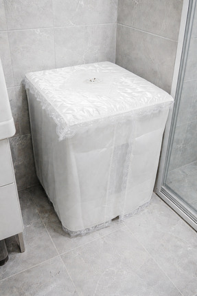 DİLEX Beyaz Çamaşır Makinesi Örtüsü Dantel Kenar