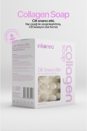 inkorea Collagen Soap - Cilt Onarıcı Kabak Lifli Nar Çiçeği Özlü Sabun