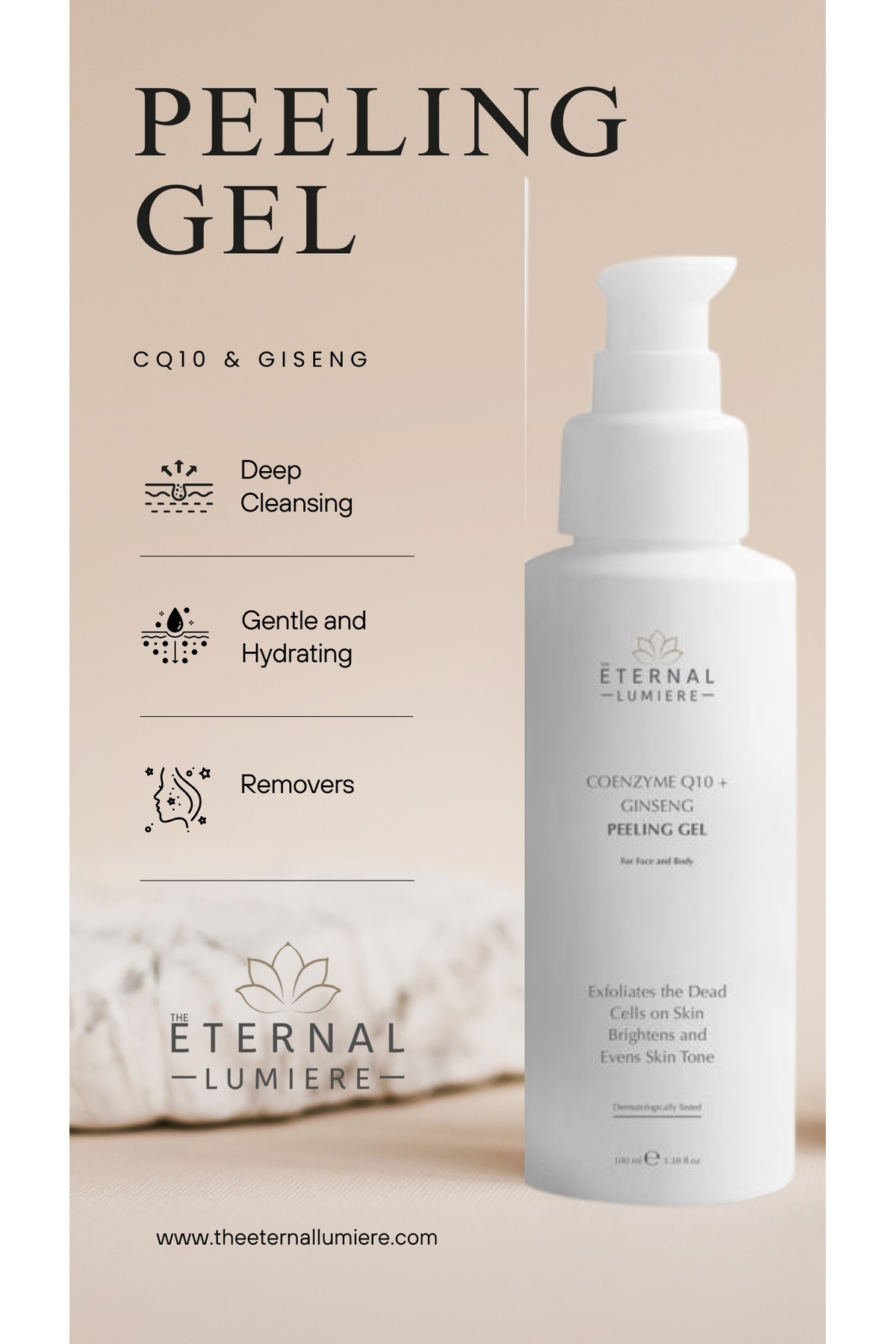 Yüz ve Vücut Cilt Peeling Temizlileme Jeli Coenzym Q10 & Giseng — THEETERNAL001 — تصویر 2 از 5