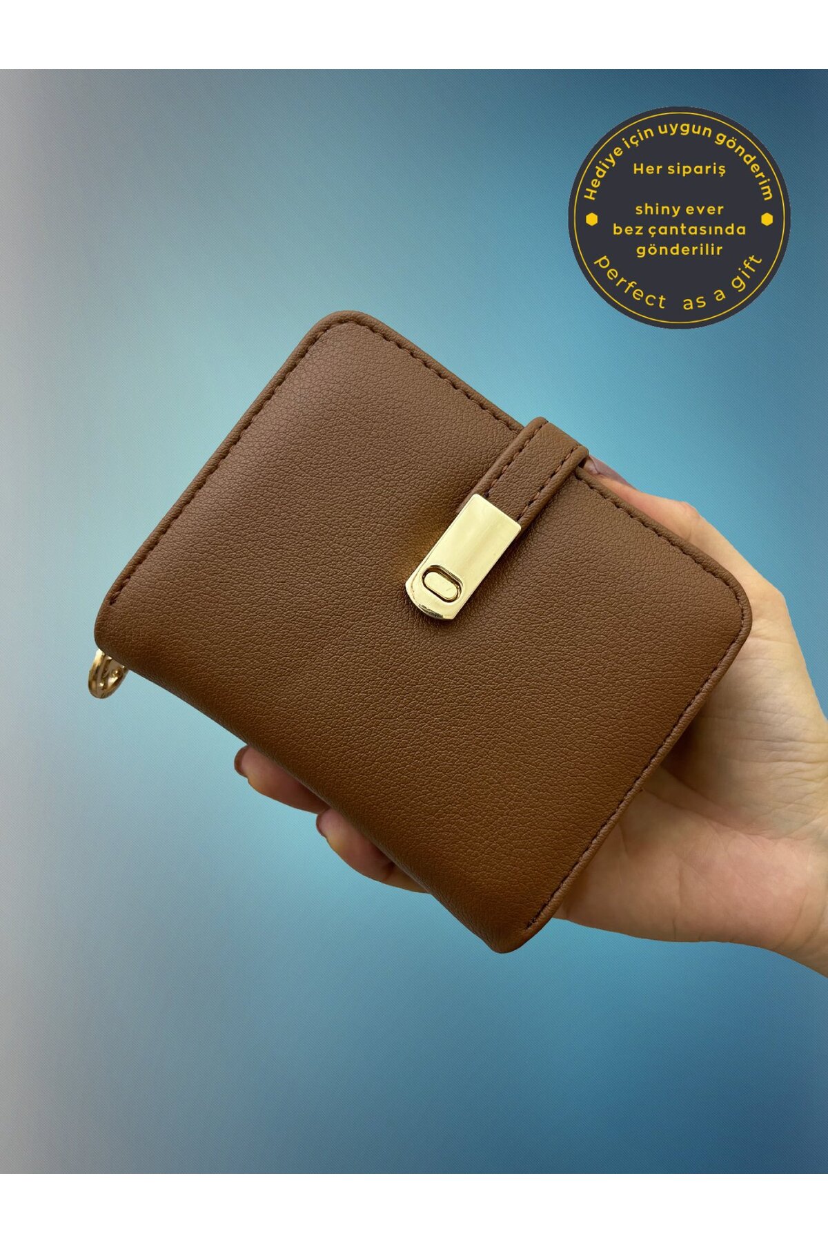 Small Size Women Wallet Brown Gold Detailed