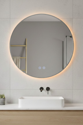 Avend 75 CM Akıllı Buhar Tutmayan 3 Renk Ledli Ayna Gümüş Çerçeveli Dokunmati...