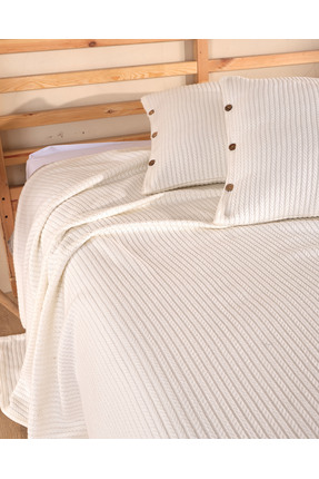 Cottonest Çift Kişilik Ekru Saç Örgü Pike Seti | Yatak Örtüsü Takımı | 2 Adet...
