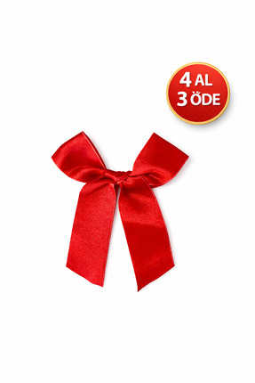 Polat Gipe İplik 25 Adet Kırmızı Saten Fiyonk Hazır Kurdele Süs Kurdelesi Çey...