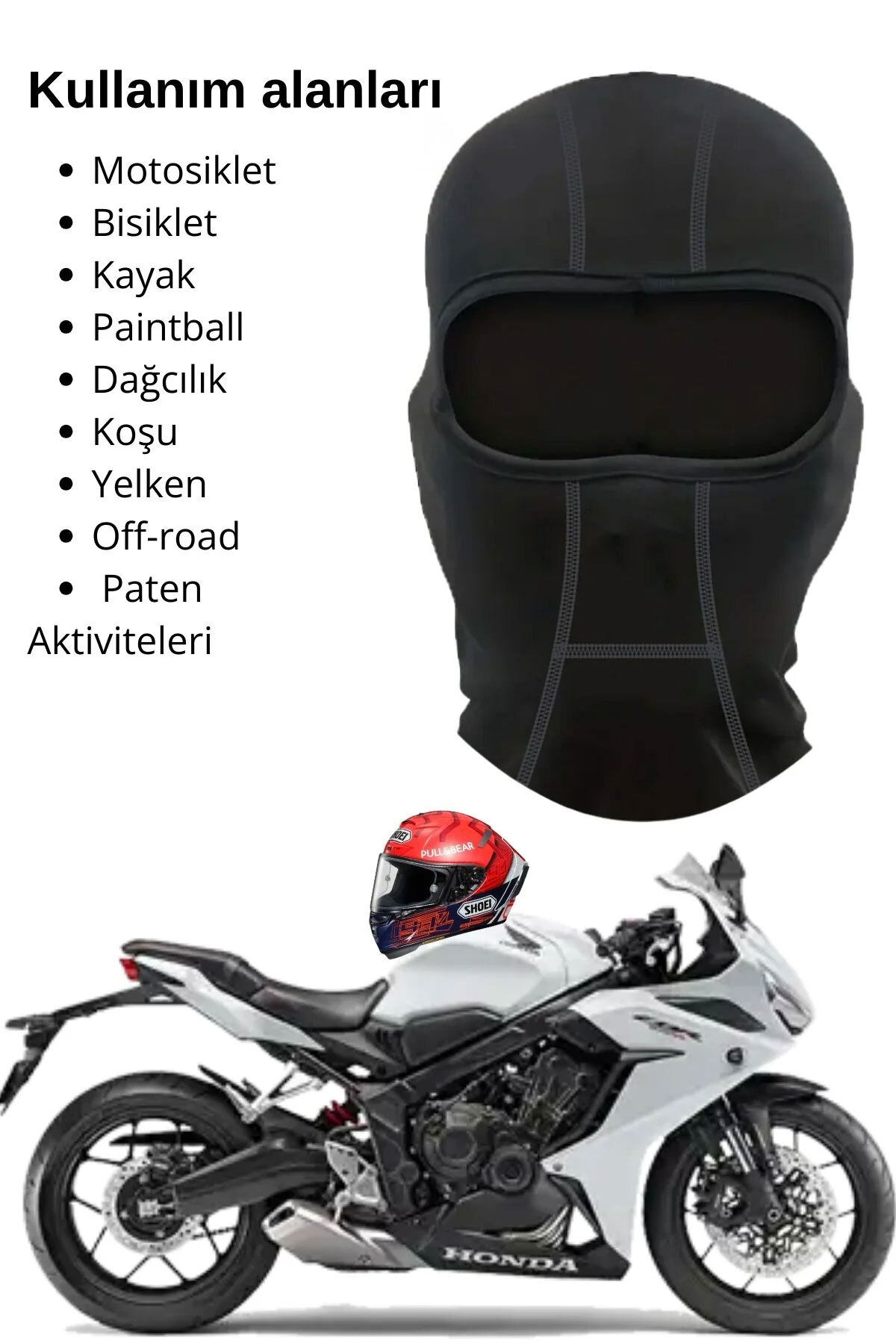 DOMİN SPOR Motosiklet Balaklava Nefes Alan Motorcu Termal Maske Çok Amaçlı Sporcu Maskesi