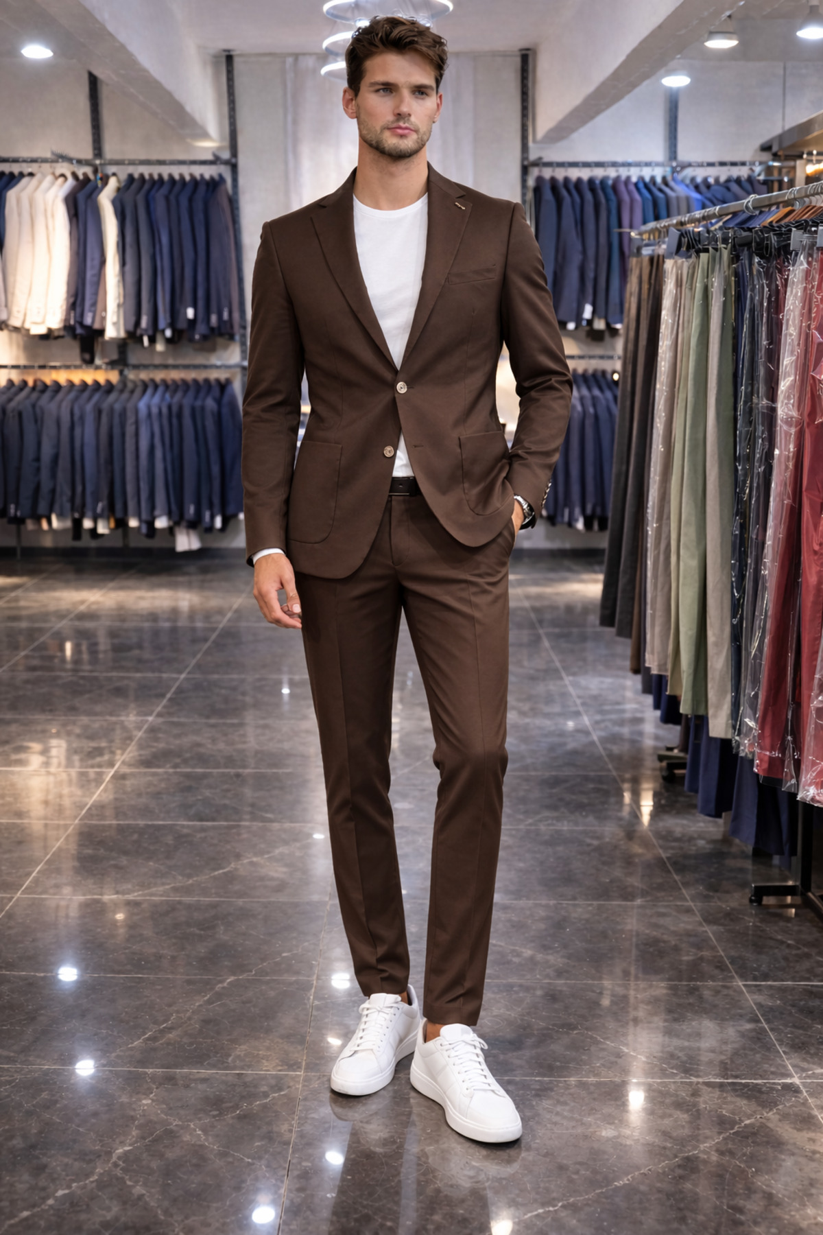 İtalyan Kesim Takım Elbise Spor Model — قهوه‌ای rm8898 — تصویر 2 از 2
