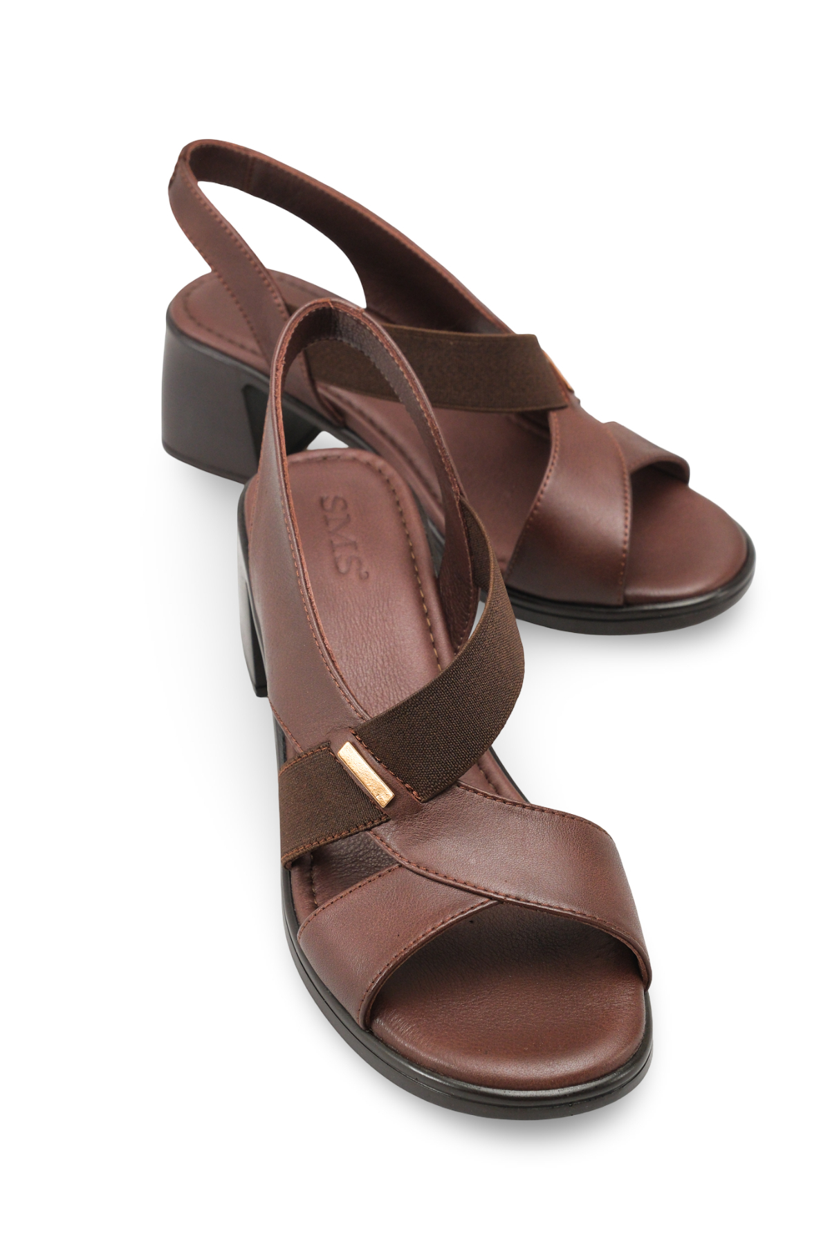 Women's Brown Cross Band Heel Casual Casual Casual Casual Sandals Casual