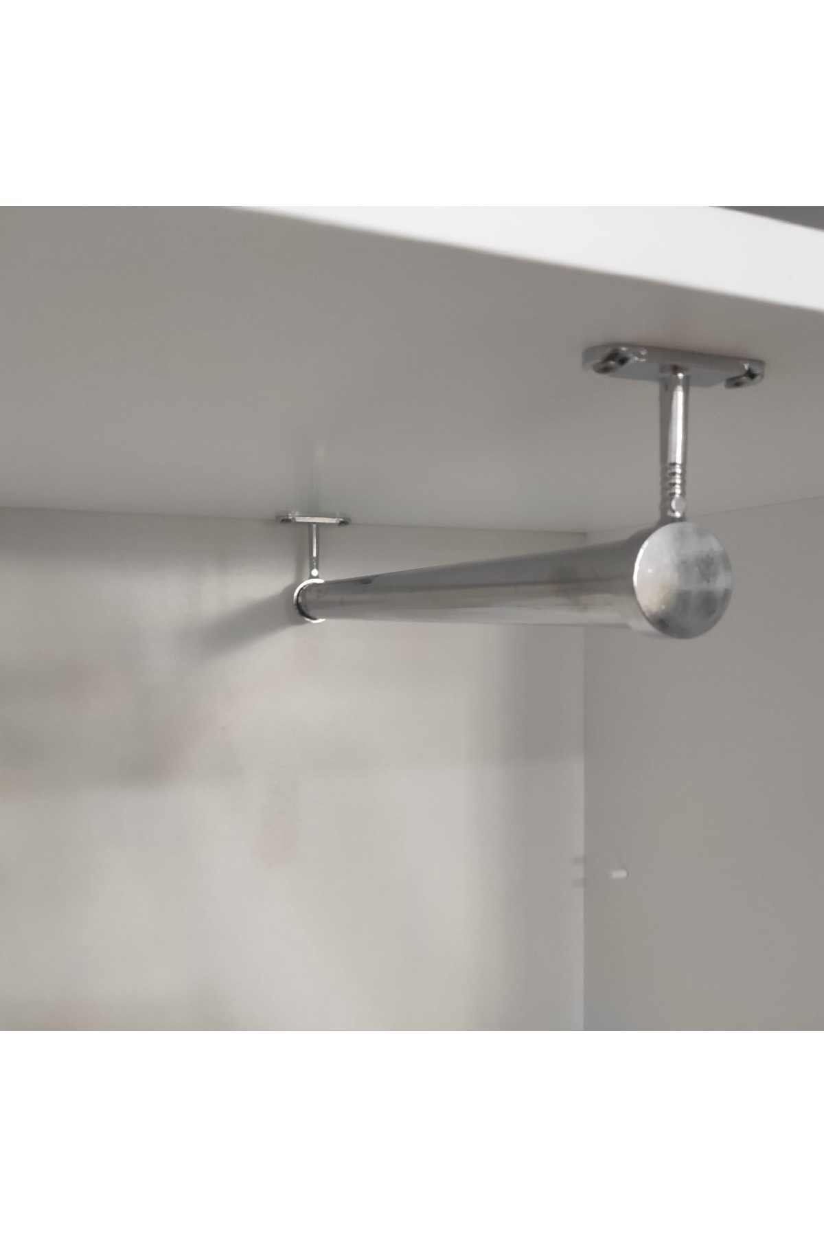 Inside Cabinet (60cm) Chrome Round Hanger Tube( Hanger Tube +flange+screw) - Inside Cabinet Regulators