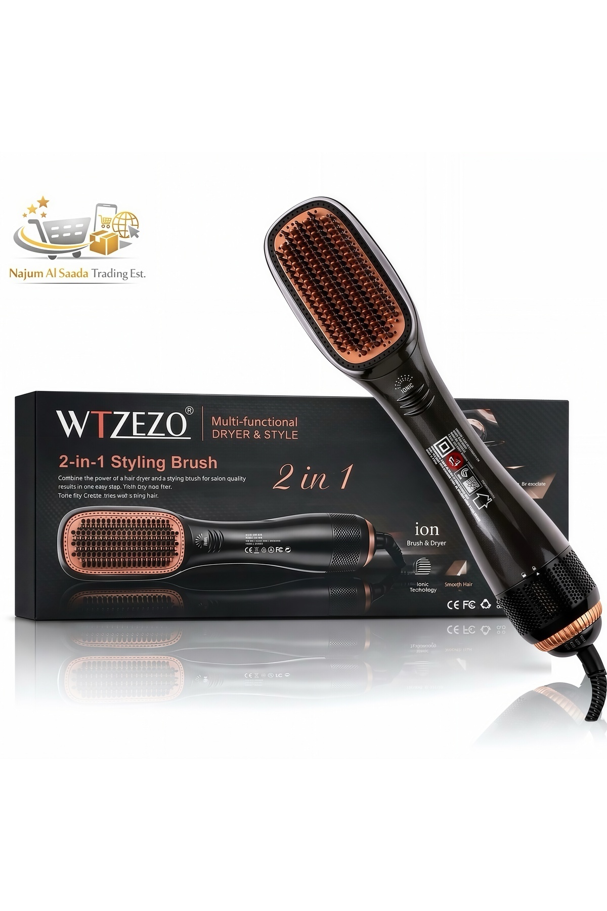 Professional 1200W 2 in 1 Hair Styler, Dryer & Straightener, Hot Air Hair Brush E2, SH_All_Hair_Dryer,