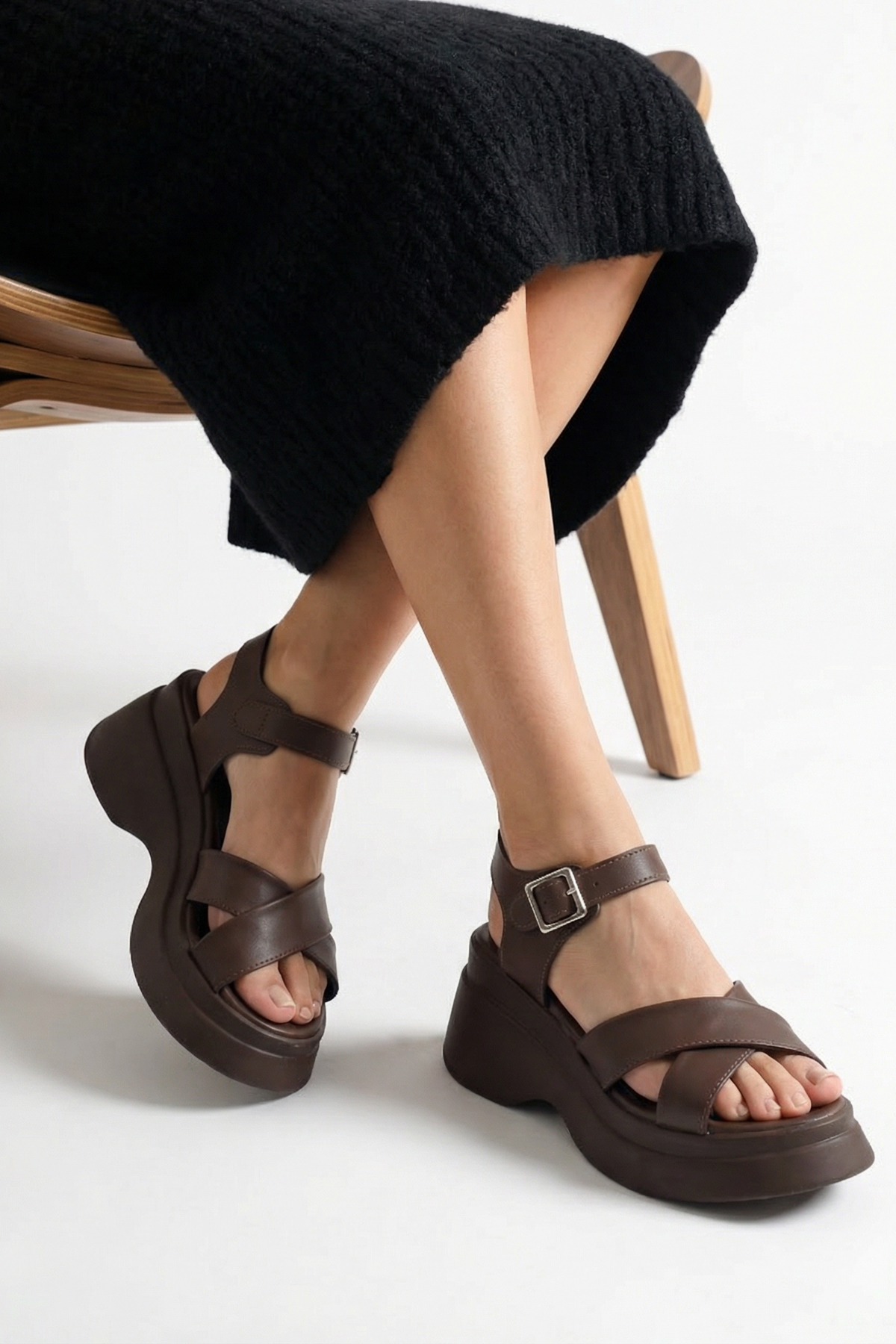 Riccon  Elysthara Kadın Sandalet 00129021 Kahverengi