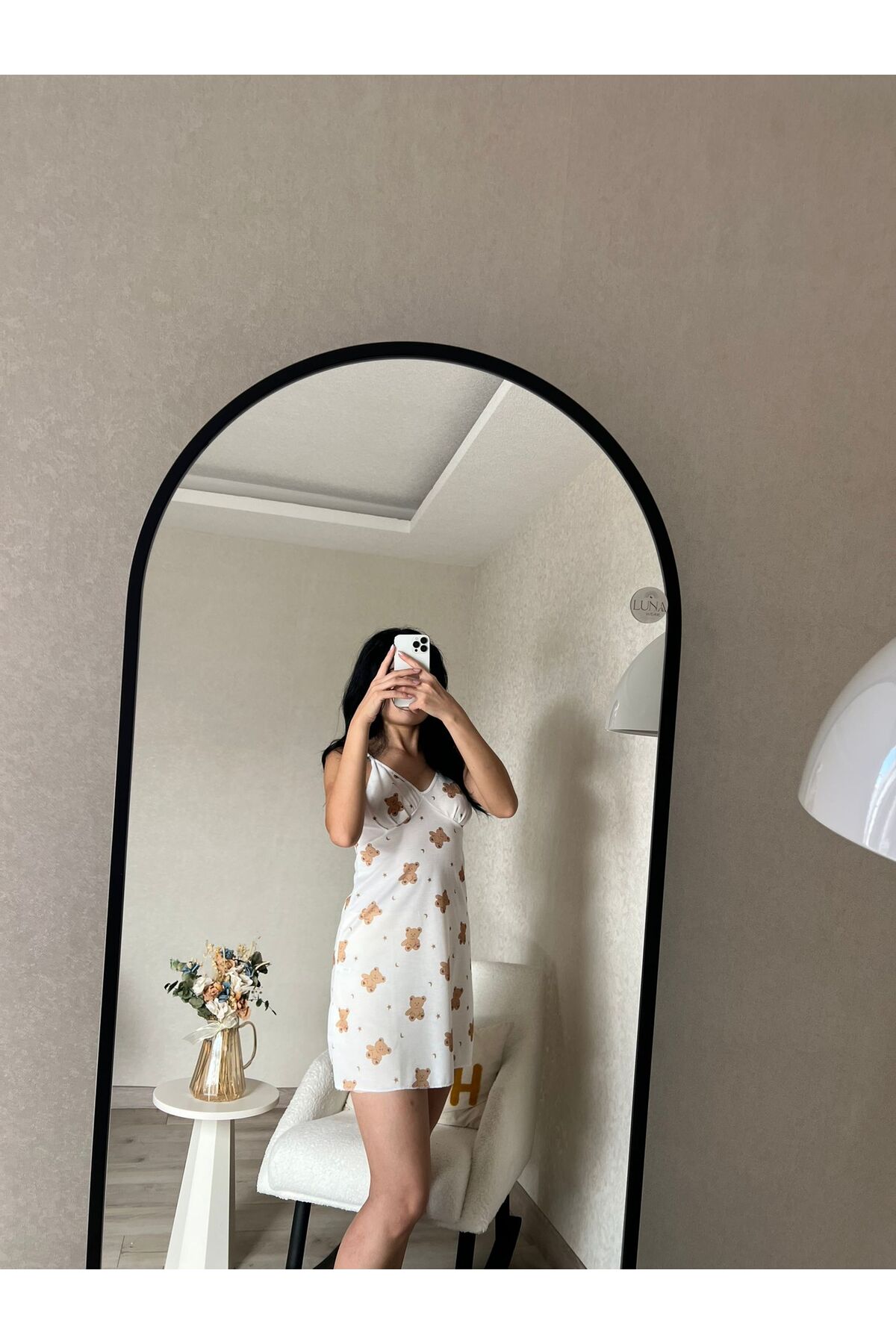 Luna Wear Ayıcık Desenli Gecelik