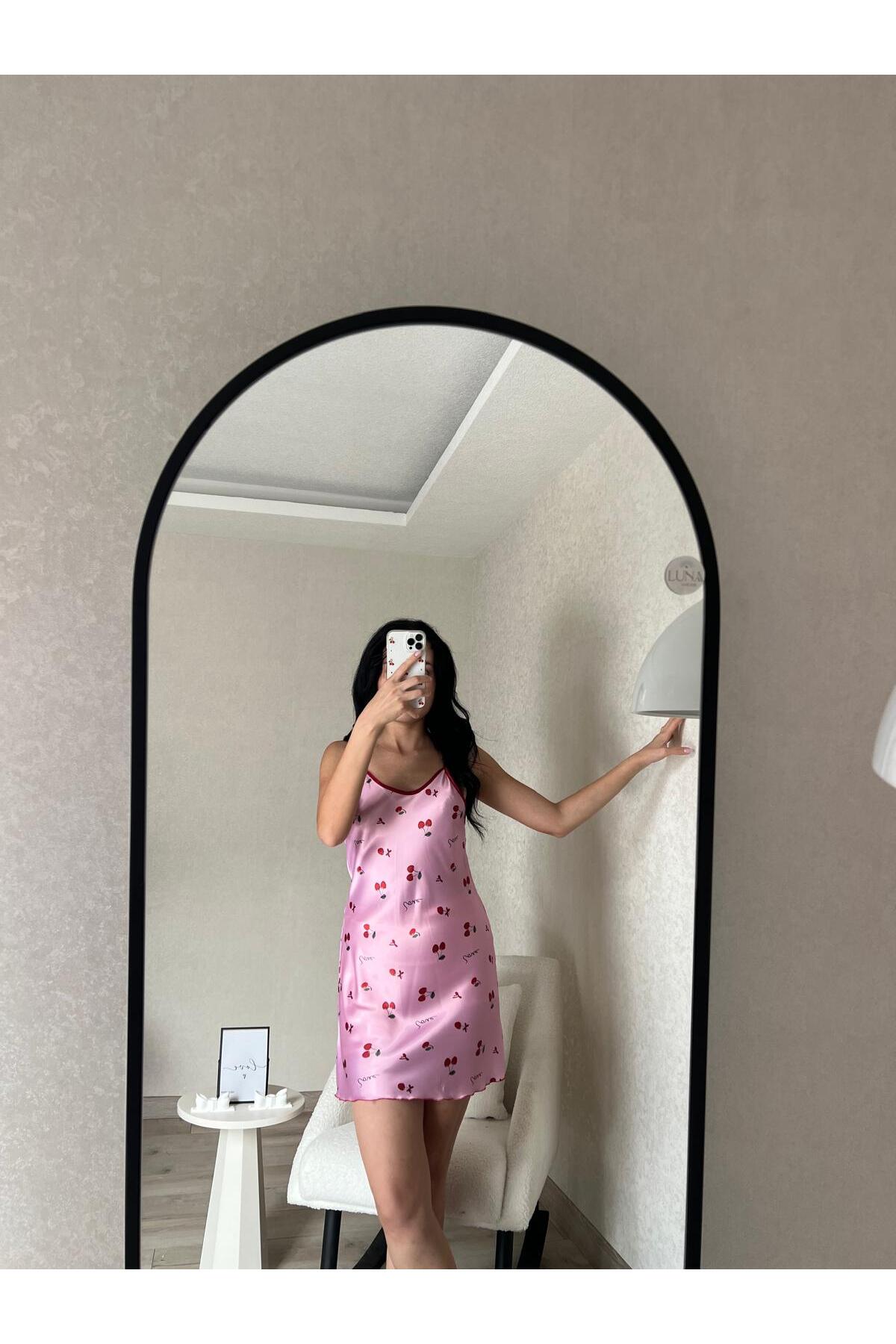 Luna Wear Kiraz Desenli Gecelik