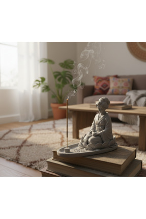 Eksen3Boyut Geisha Figürlü Tütsülük - Dekoratif Çubuk Tütsü Standı - 1 Adet 2...