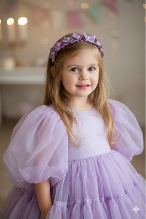 ROYAL ROX Kız Çocuk Lila Mor Çiçekli Taç – Doğum Günü & Konsept Çekim Tacı
