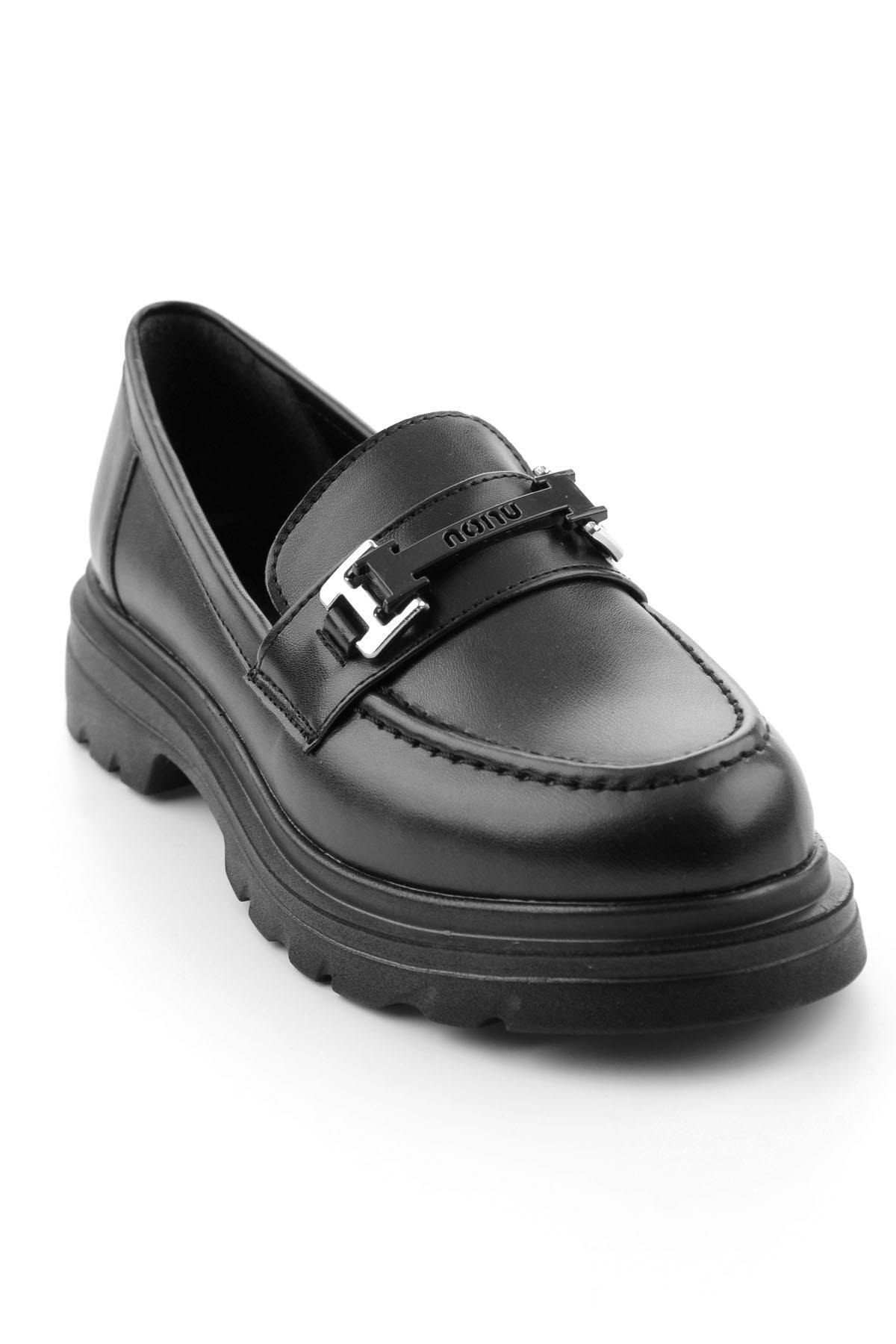 Bambi Siyah Kadın Loafer Ayakkabı K01997011209 görsel 2