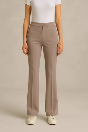 Markasız ucuz Kadın Yüksek Bel İspanyol Paça Kumaş Pantolon – Şık & Rahat Kesim