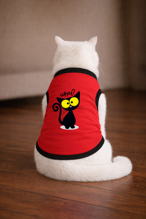 petite pati Kırmızı What Cat Baskili Kedi Tshirt Beden S kedi kiyafeti (%100 ...