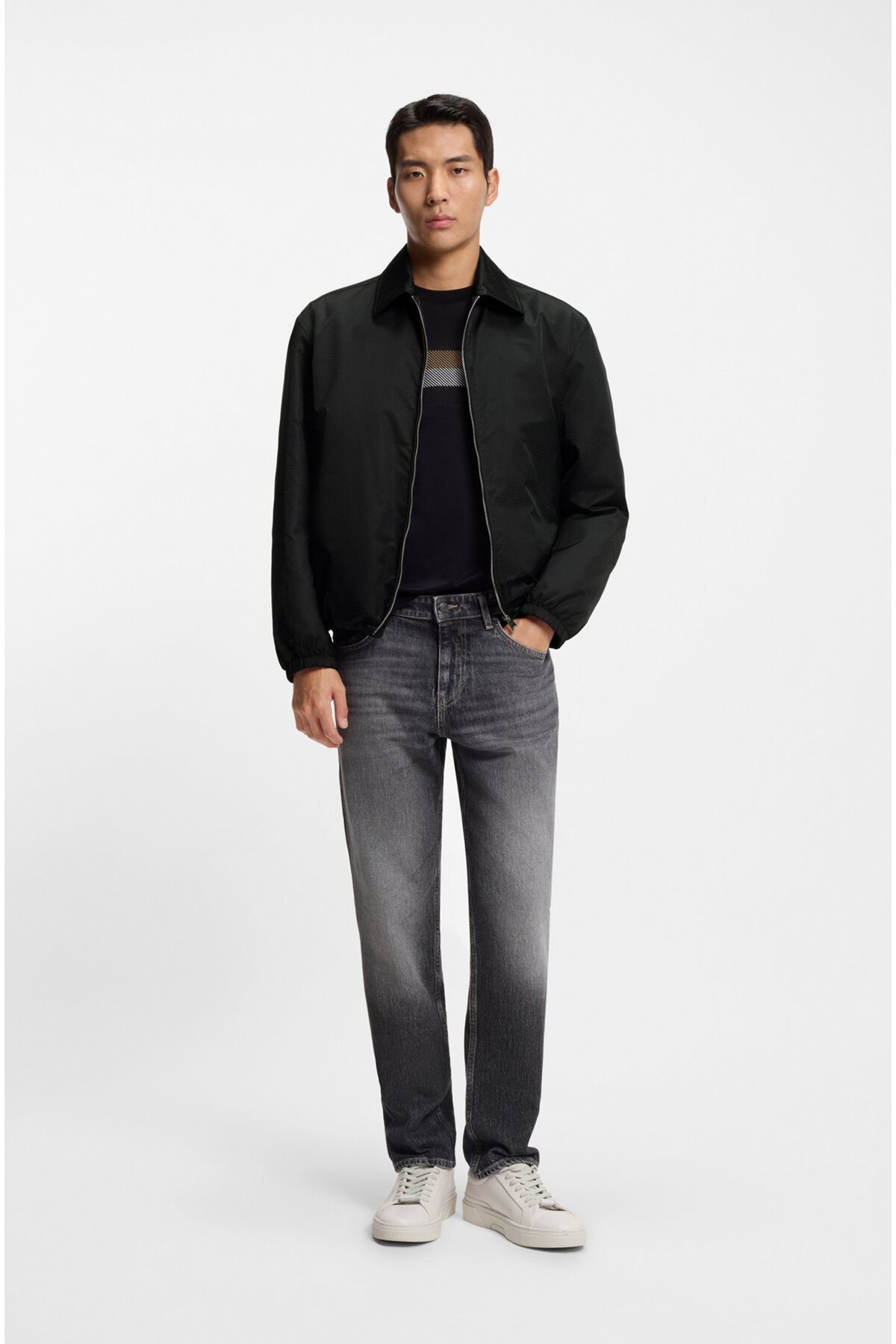 باس پیراهن مردانه آستین بلند یقه گرد ضد آب مشکی معمولی 50553641-001