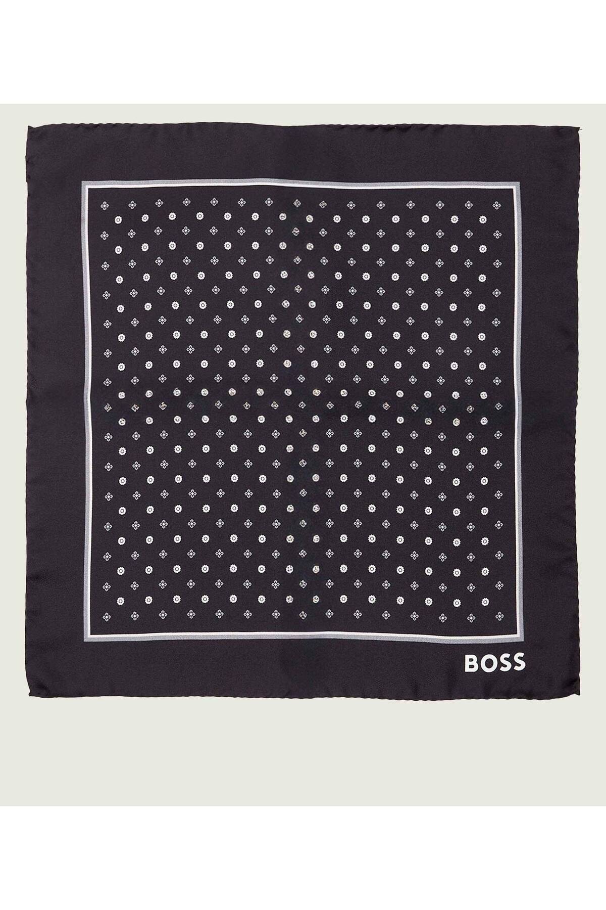 باس دستمال گردن مشکی طرح‌دار ابریشمی فوق‌العاده نرم مردانه 50556260-001
