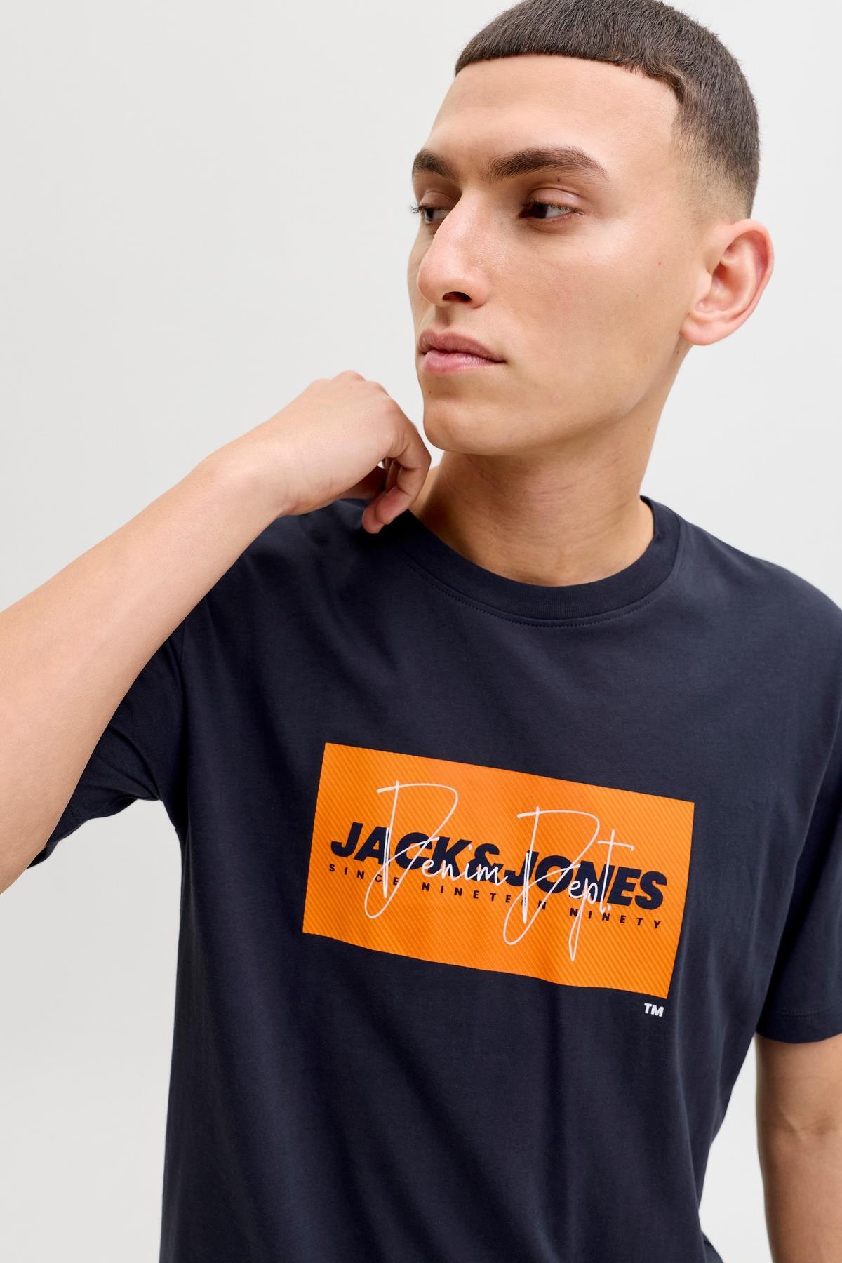 Jack & Jones  Erkek Gögüs Logo Baskili Tisört - Cole - Görsel 4