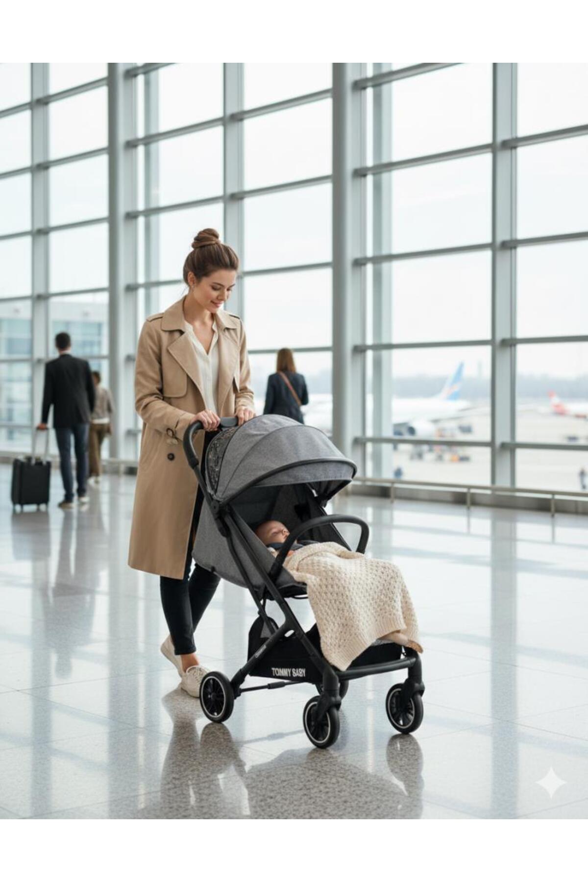 Tommybaby Quantum Kabin Travel Bebek Arabası Kabin Boy Bebek Arabası Pedli Katlanabilir Yağmurluk Hediye fotoğrafı 3 (önizleme)