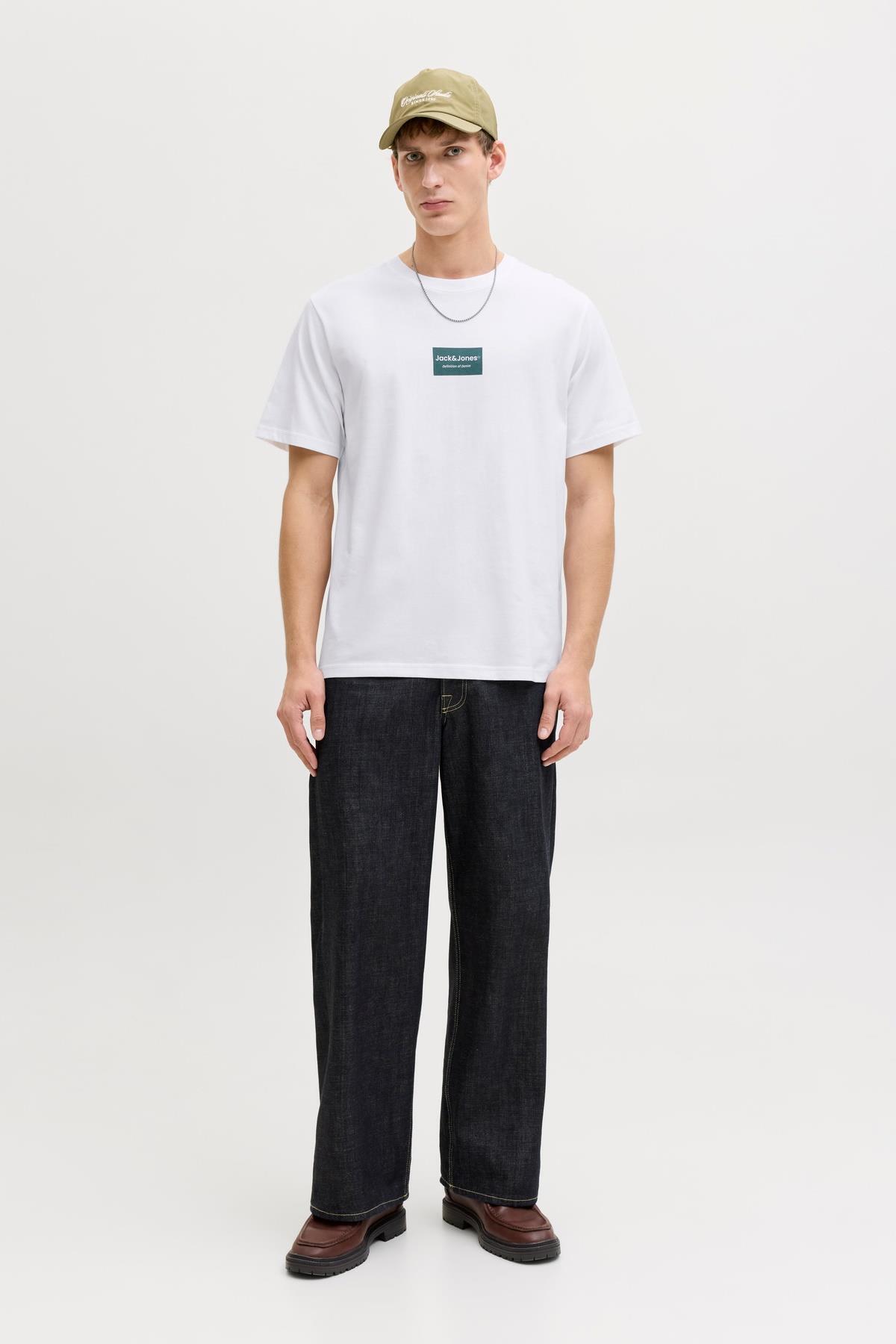 تی‌شرت سفید مردانه با طرح لوگو روی سینه - فرانک جک اند جونز تی شرت Jack & Jones
