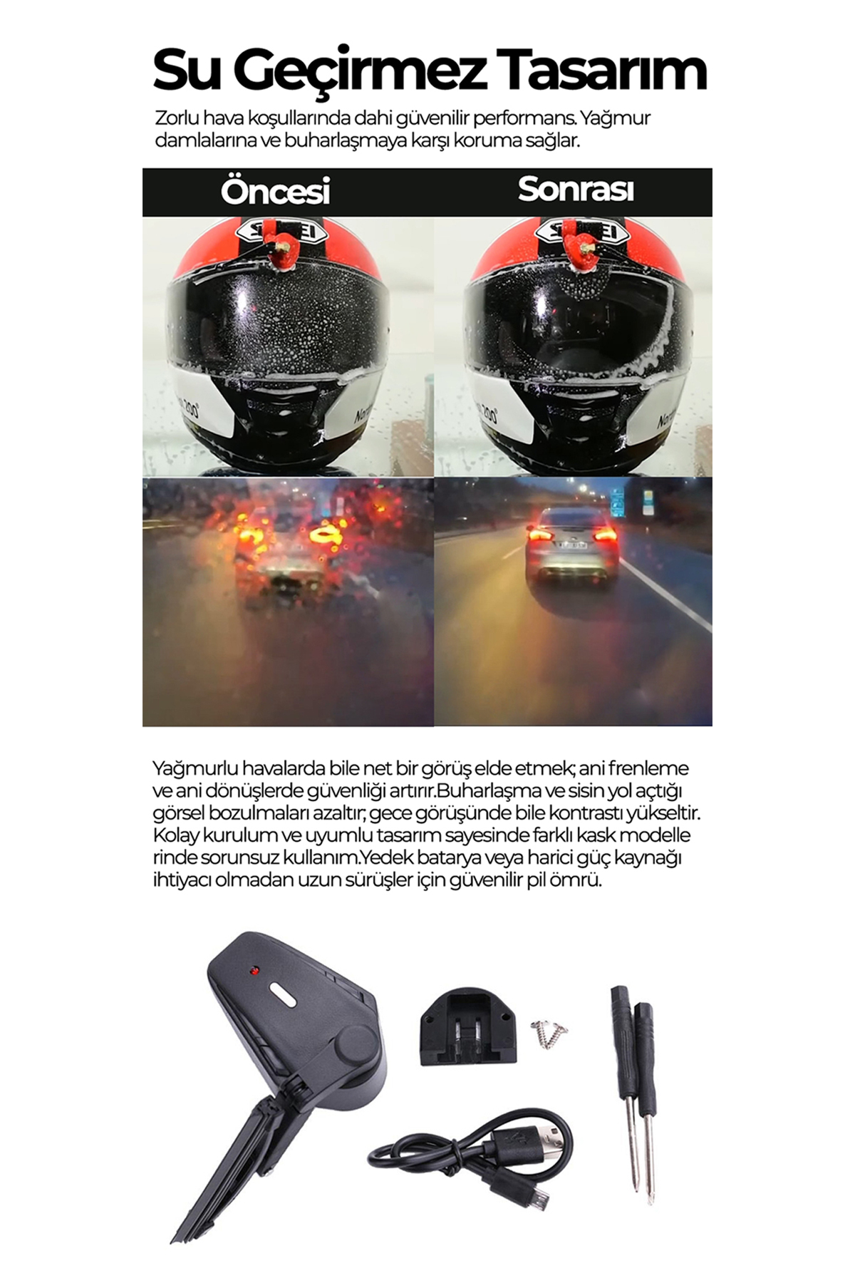 ROBO Şarjlı Kask Sileceği Yedek başlık hediyeli