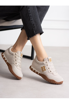 ALEMDAR AYAKKABI SELMORA Krem Bağcıklı Kadın Sneakers