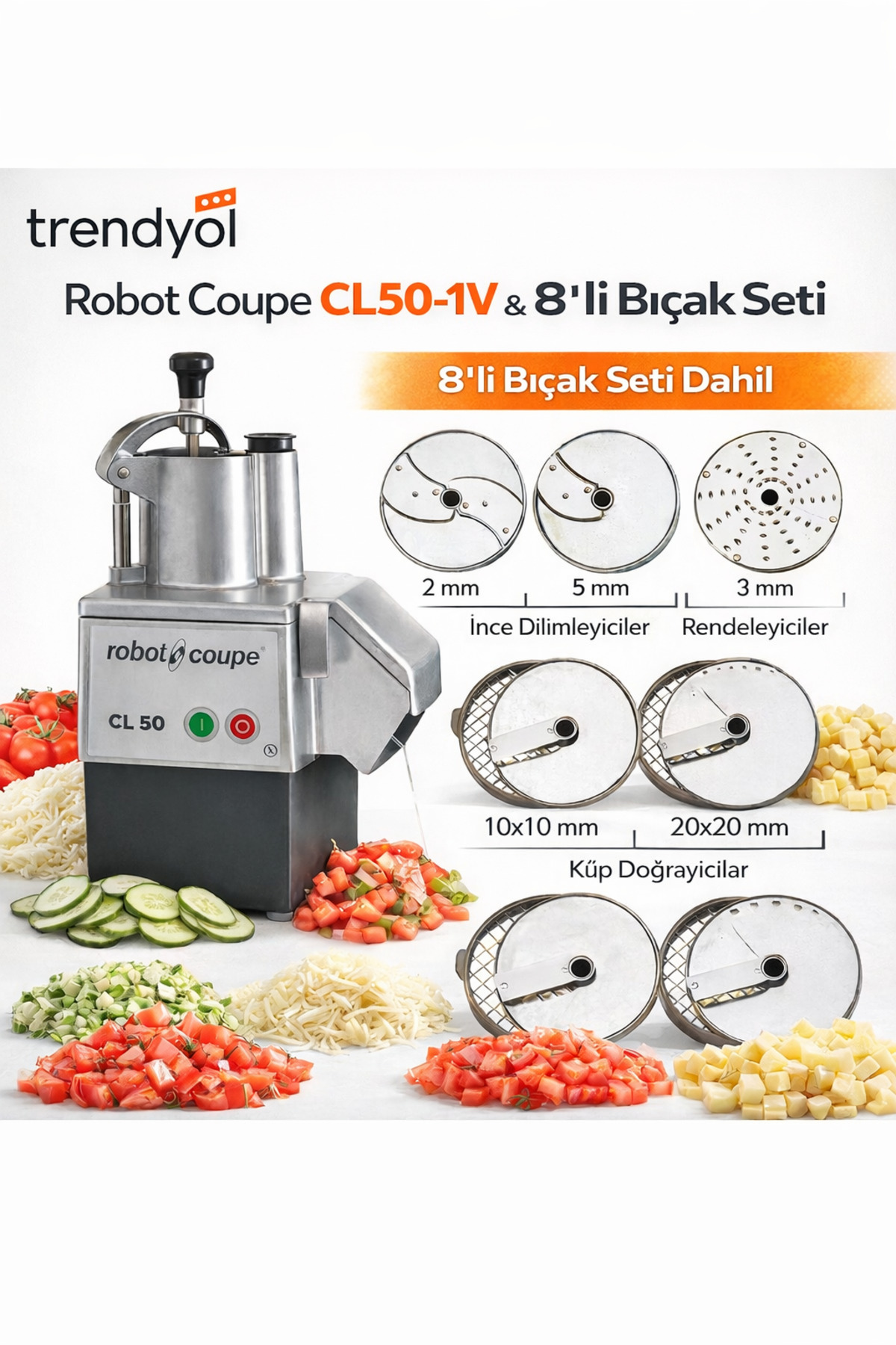 Robot Coupe CL 50-1V Set Üstü Sebze Doğrama Makinesi, 8'li Disk