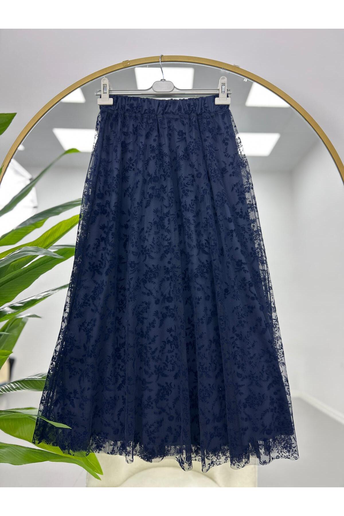 VOLT CLOTHİNG  Astarlı Tül Dantel Etek