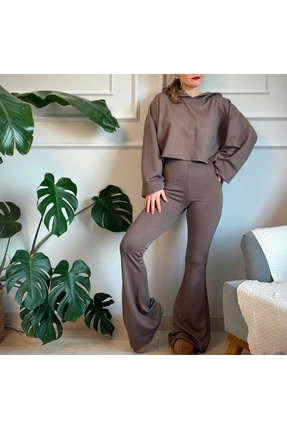 LUUN Taş Rengi Kapüşonlu Eşofman Takımı