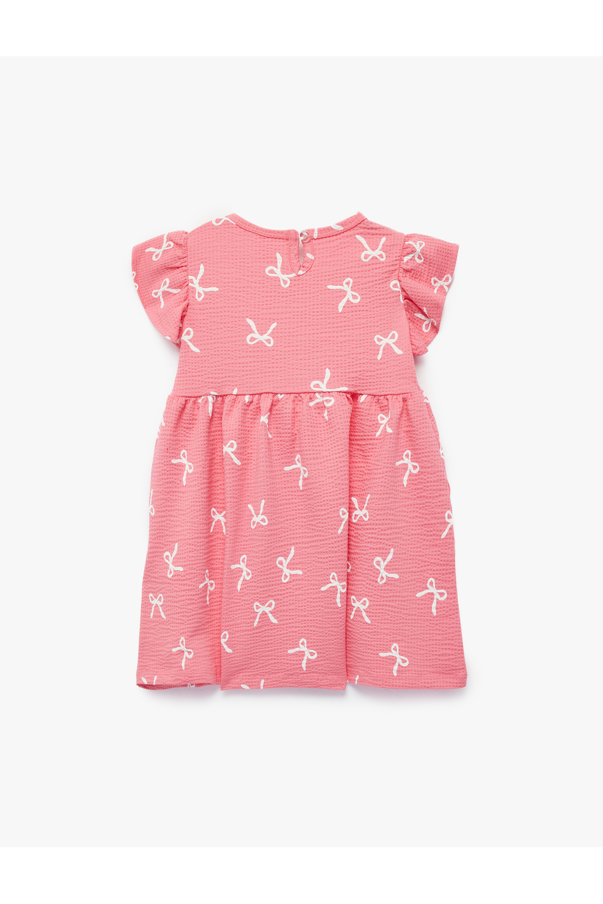 Koton Kısa Kollu Bisiklet Yaka Fiyonk Baskılı Pamuklu Elbise fotoğrafı 2 (önizleme)