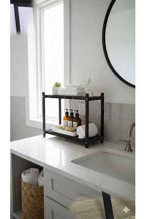 NESU EV Metal Mutfak Tezgah Üstü Düzenleyi 2 Yüksek Raflı Banyo Mutfak ic Org...