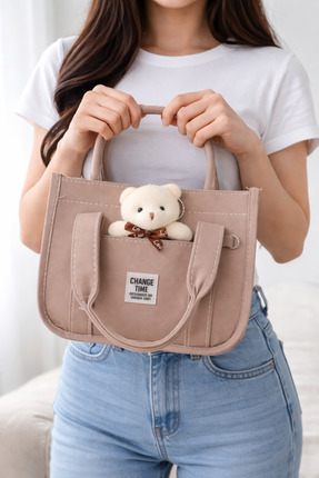 teddy Mini Cep Detaylı El Çantası – Vizon