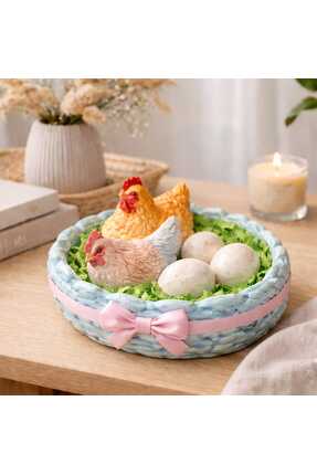 ABCPANO Boyanabilir Seramik Tavuk & Horoz Sepet Seti – 3 Yumurtalı Hobi Boyam...