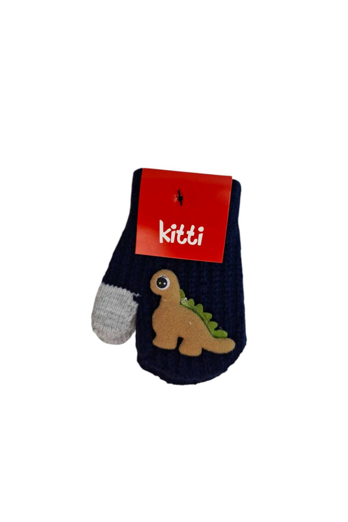 Kitti Spteks 1-3 Yaş Erkek Bebe Çocuk Lacivert Renk Sevimli Dinozor Figürlü Kışlık Örme Eldiven fotoğrafı 4 (önizleme)