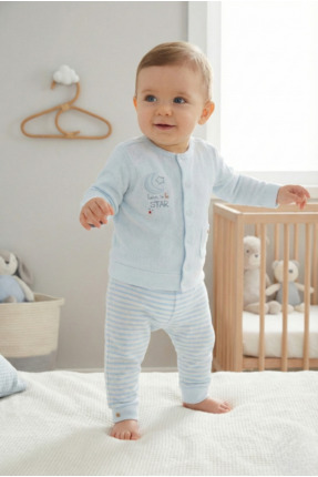 Caramell %100 Pamuk Erkek Bebek Takımı İnce Nefes Alabilen Kumaş Nakışlı 2'li...