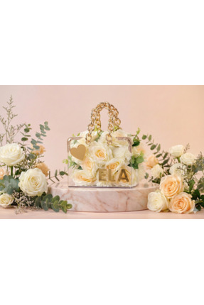 LUXORA FLORAL Pleksi Çanta Gelin Çiçeği