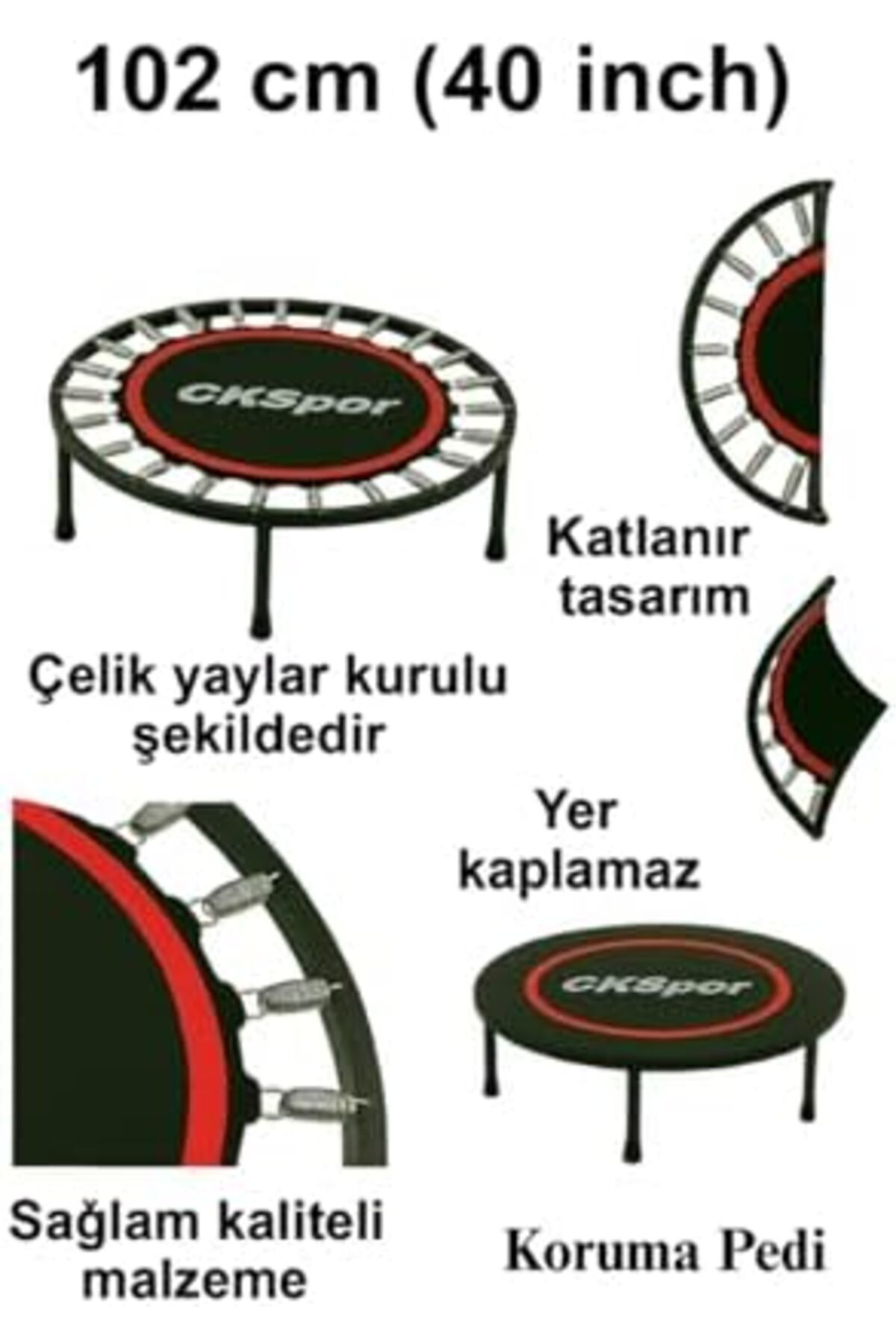 esplendor espshopx 102 cm (40 inç) Katlanabilir Trambolin - Taşınabilir ve Dayanıklı Trambolin, Egzersiz ve Fi fotoğrafı 2 (önizleme)