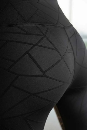 OsmanogluWear Siyah Kadın Geometrik Desenli Dalgıç Kumaş - Yüksel Bel - Topar...