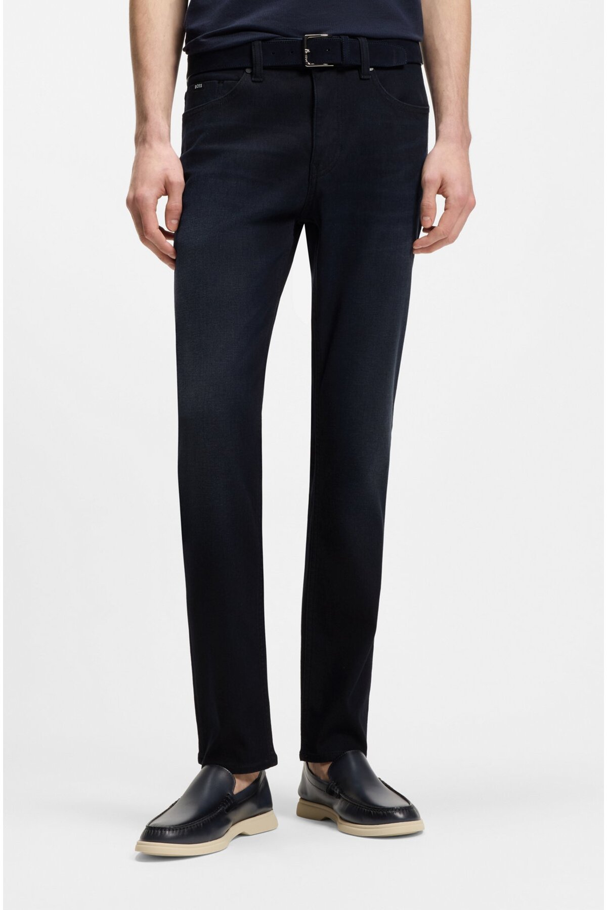 باس شلوار جین مردانه اسلیم فیت سرمه‌ای، ساخته شده از پارچه جین کشبافت، کد ۵۰۵۵۵۲۰۷-۴۰۶