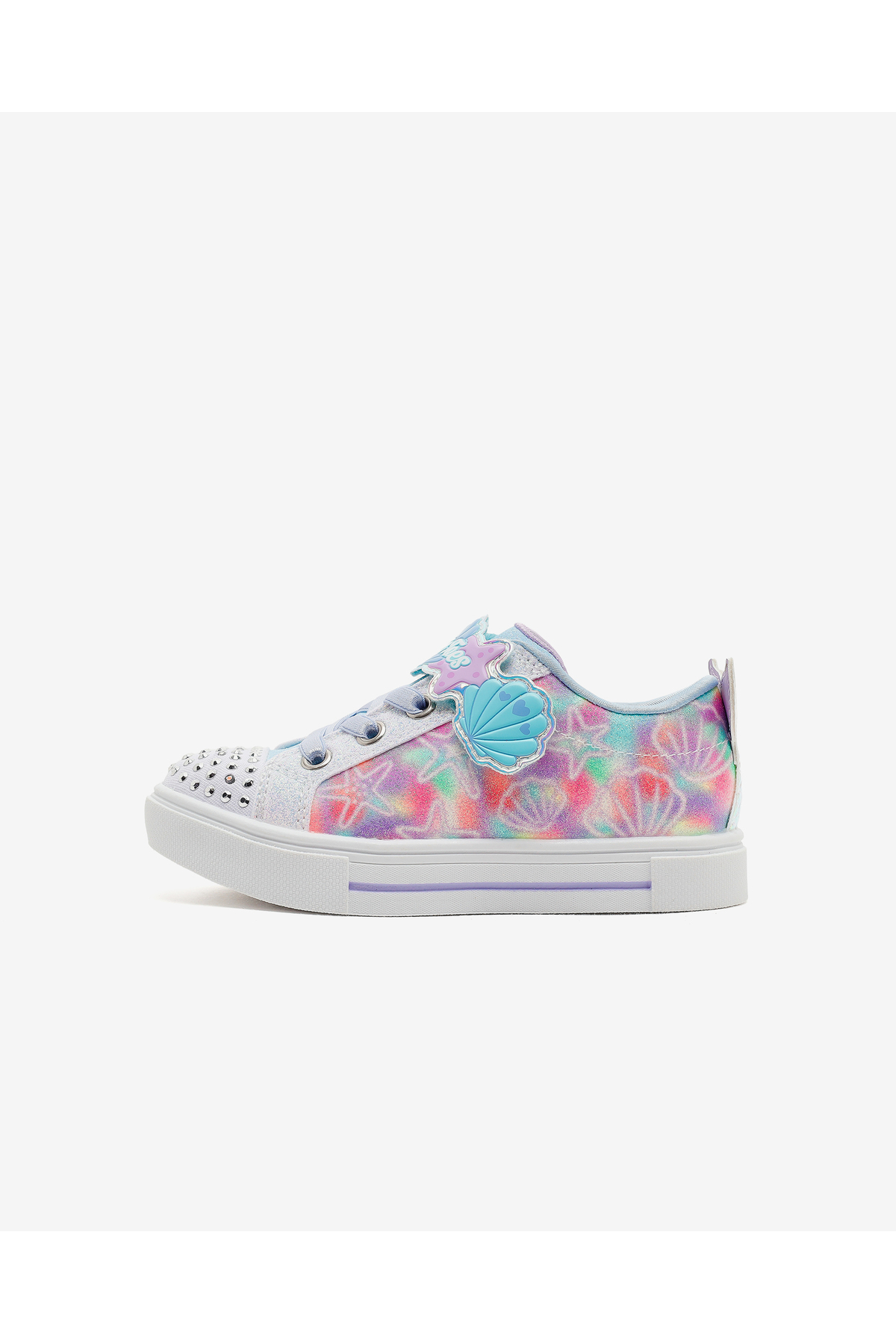 اسکچرز کفش کتانی دخترانه کوچک چراغ‌دار سفید TWINKLE SPARKS - UNDERWATER MAGIC مدل 314824N WMLT