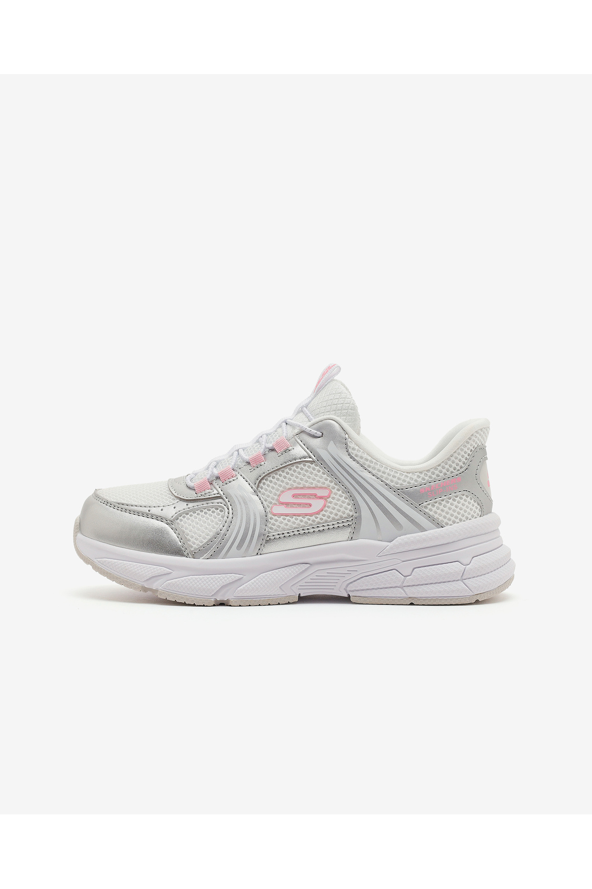 اسکچرز کفش کتانی دخترانه بزرگ RETRO-GRAPH سفید/نقره‌ای/صورتی 319078L WSPK