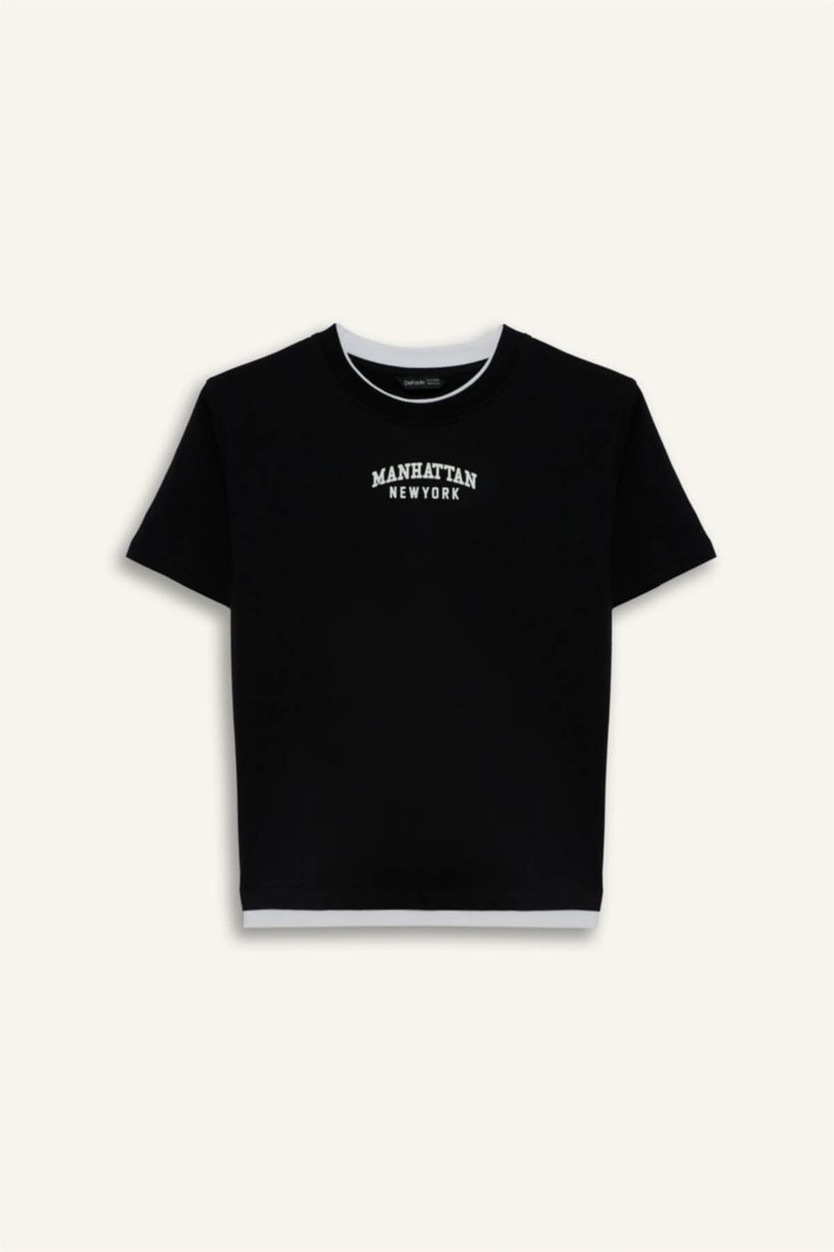 Defacto 26Y801002303 Black Boy's T-Shirt G7150A8/Bk81