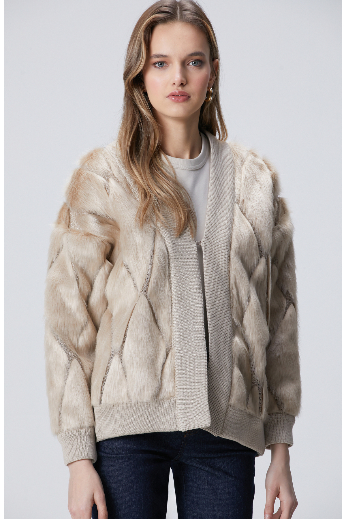 Network  Bej Suni Kürklü Hırka - Görsel 4