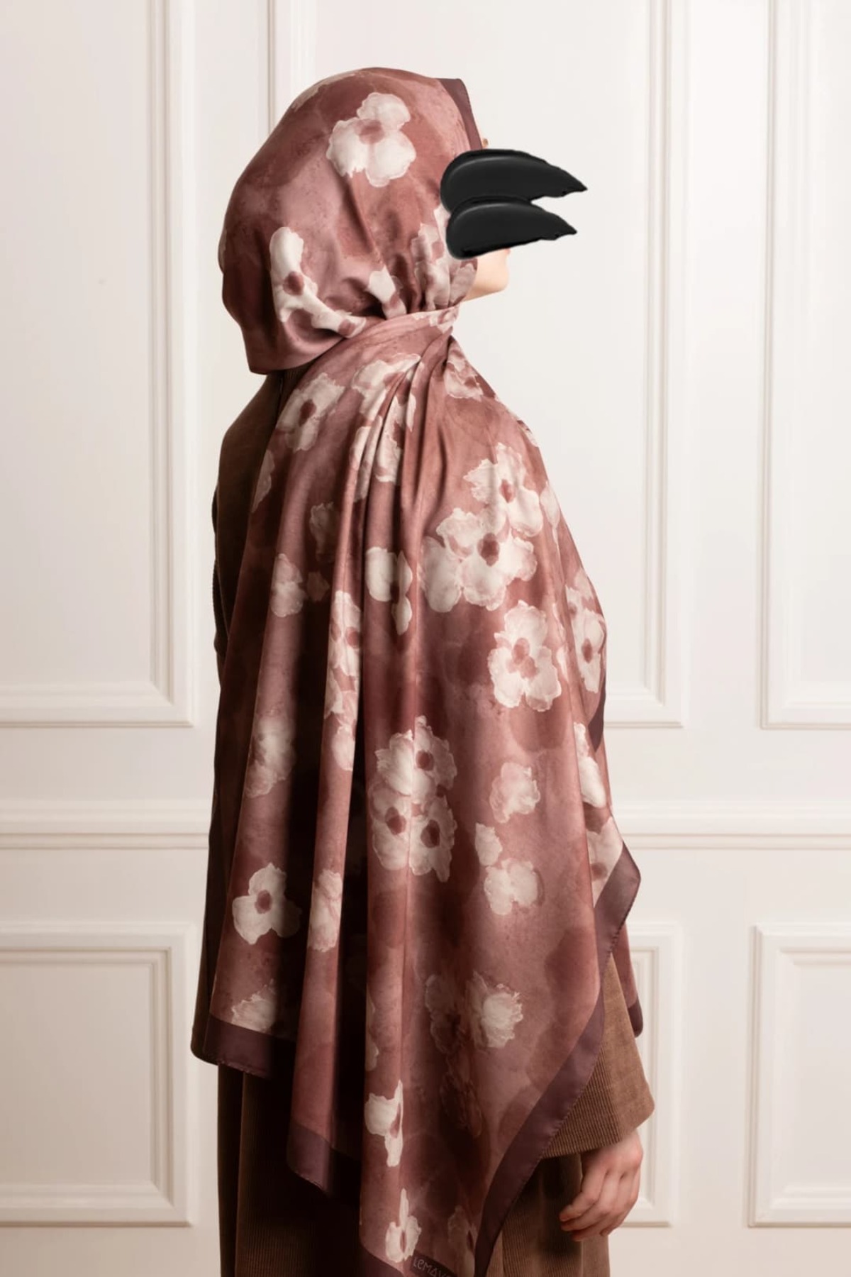 Fall Serenade Patterned Soft Shawl - Rose Coffee