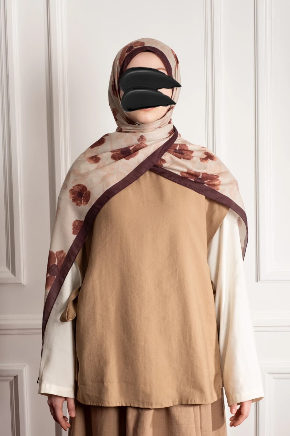 Amber Mist Patterned Soft Shawl - Coffee