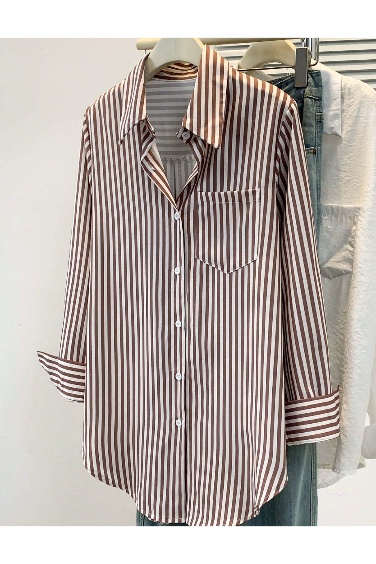 Evendi Shirt, White/Brown