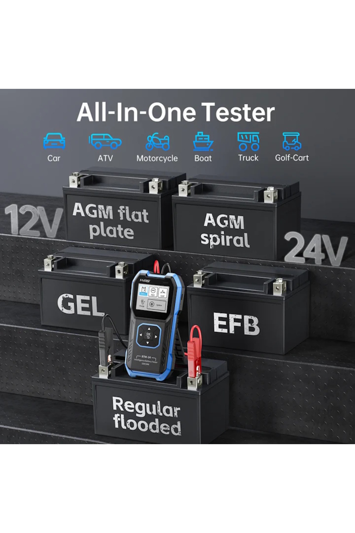 FNIRSI BTM-24 Aşırı Gerilim Korumalı 12V/24V Otomotiv Akü Test