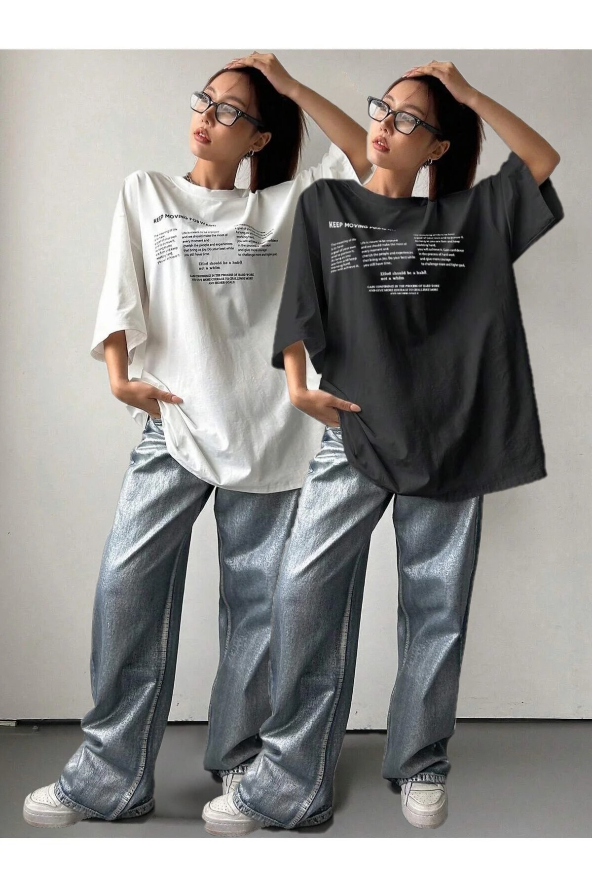 ZİYMO 2-Pack Women's Printed Crew Neck T-Shirt