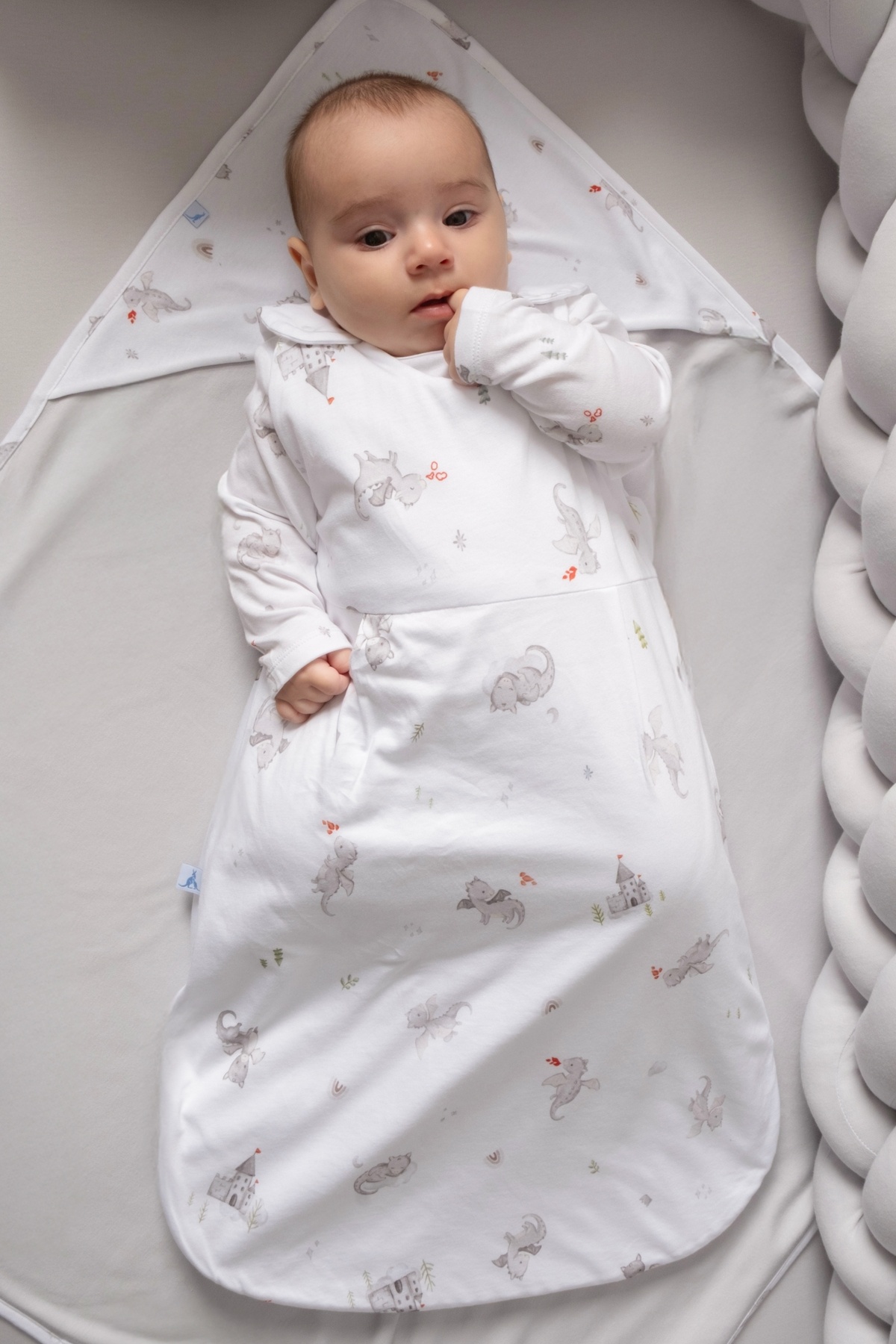 Newborn Summer Modal Cotton Sleeping Bag Sleeveless 0.5 Tog l Dragons 0-6 Months